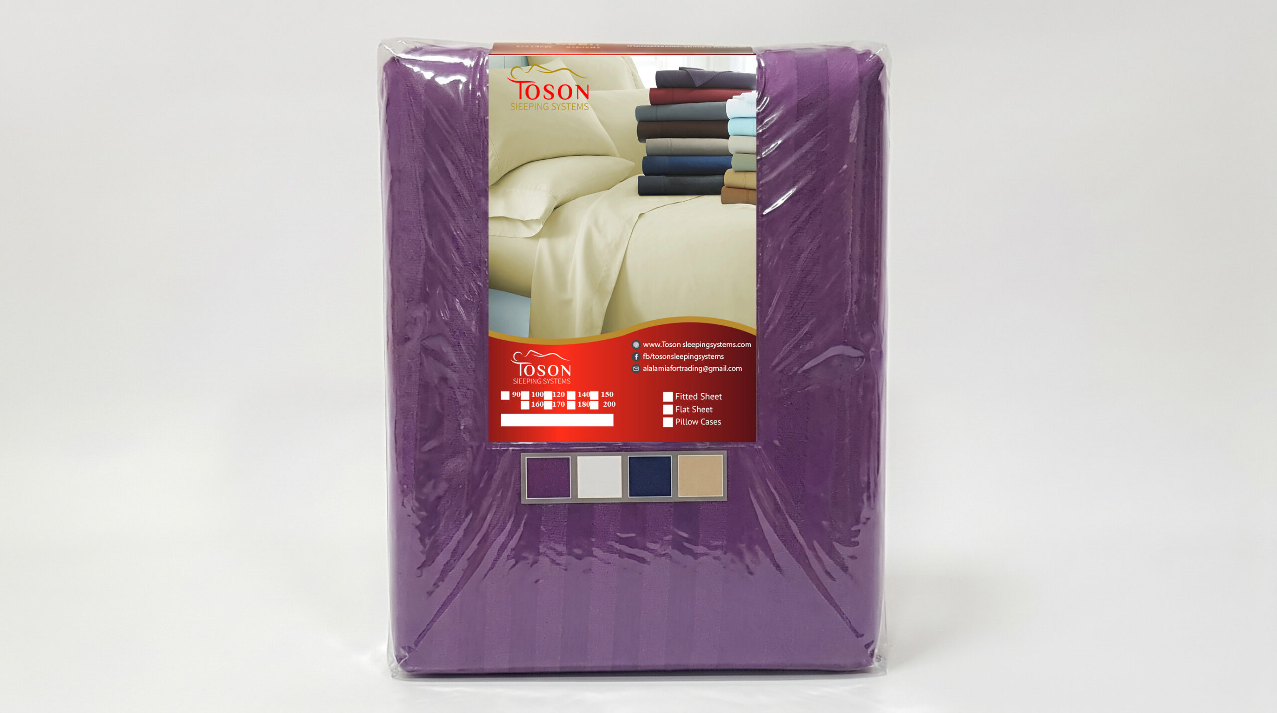 Toson Striped Percale Bed Sheet – Purple – Code SPLC-08