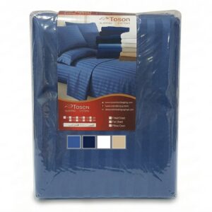 Toson Striped Percale Bed Sheet – Navy Blue – Code SPLC07