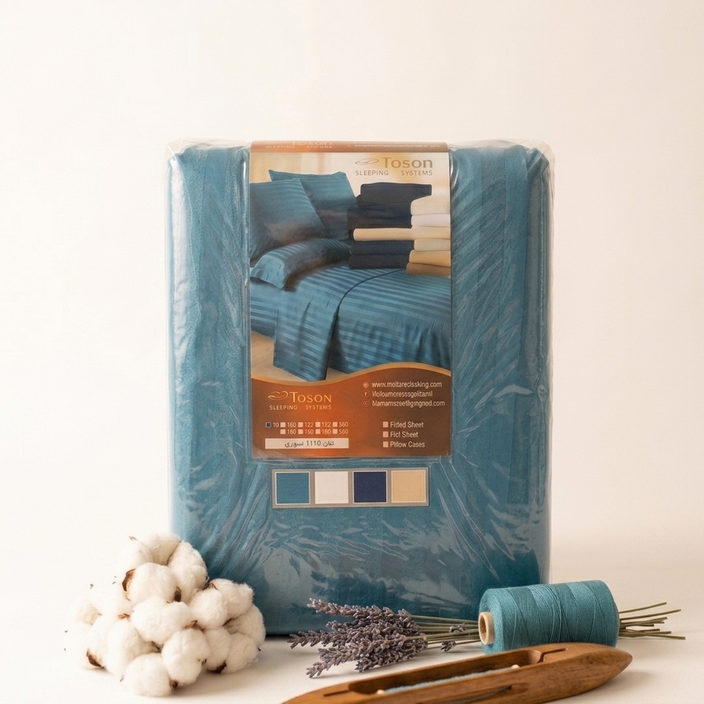 Toson Striped Percale Bed Sheet – Turquoise – Code SPLC-05