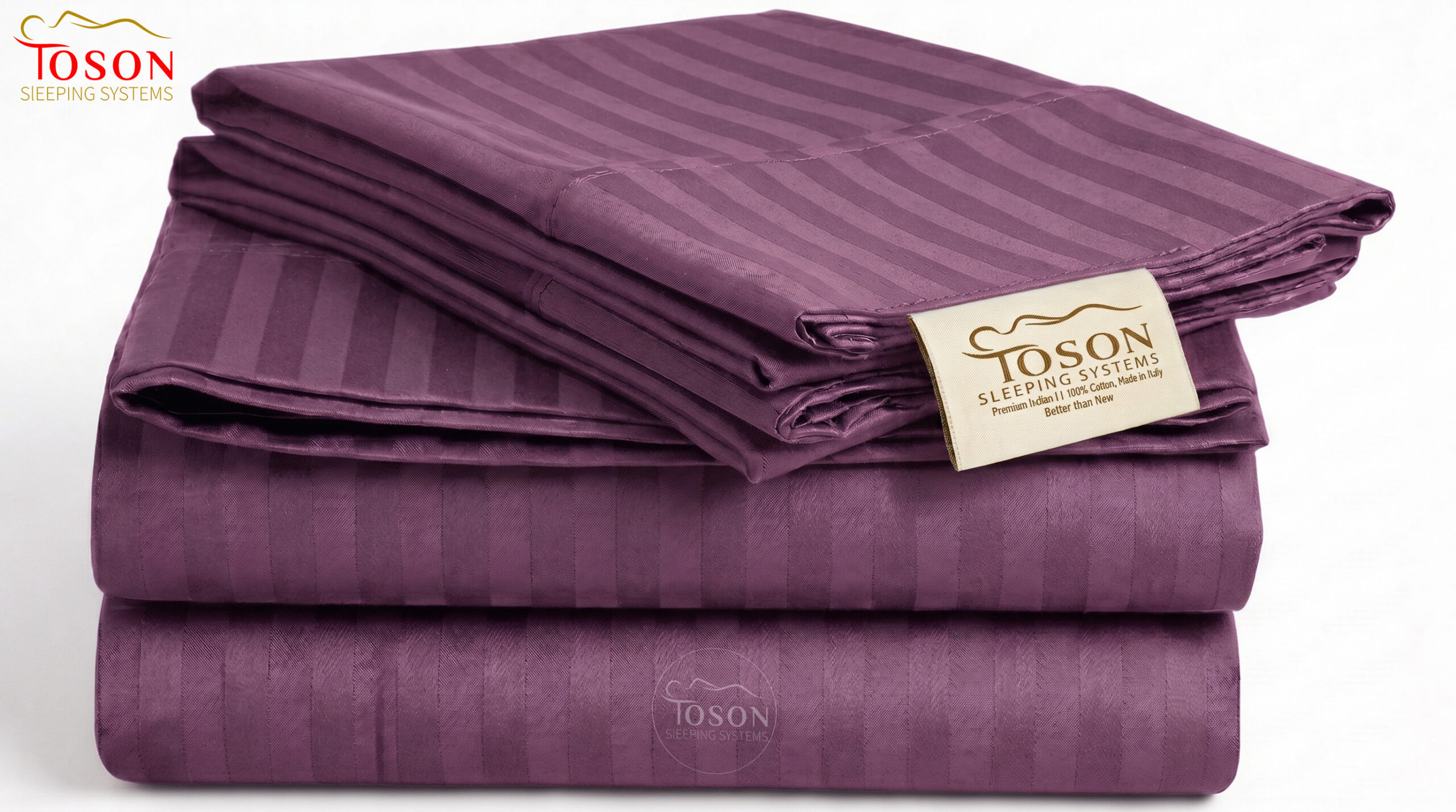 Toson Striped Percale Bed Sheet – Purple – Code SPLC-08 - Image 2