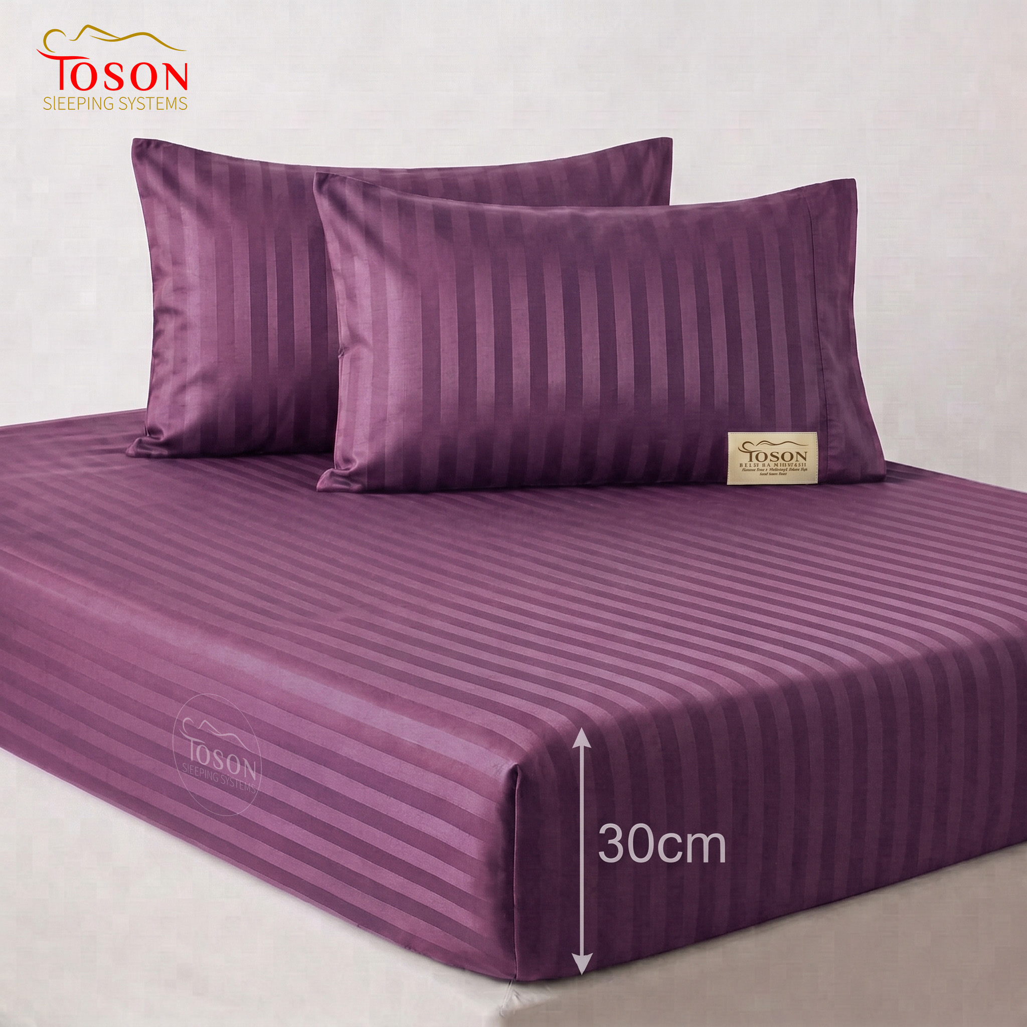 Toson Striped Percale Bed Sheet – Purple – Code SPLC-08 - Image 4