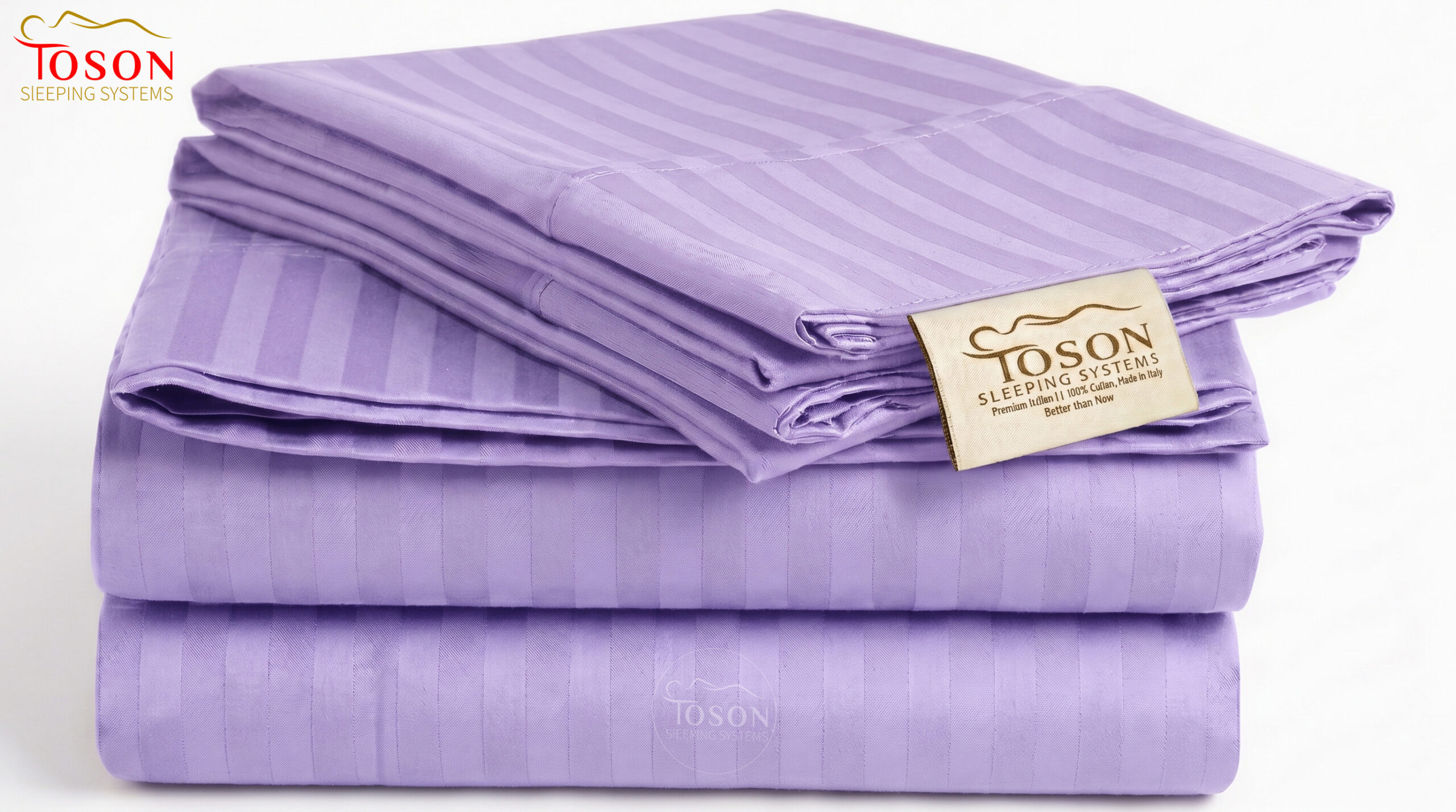 Toson Striped Percale Bed Sheet – Light Lavender – Code SPLC-09 - Image 2