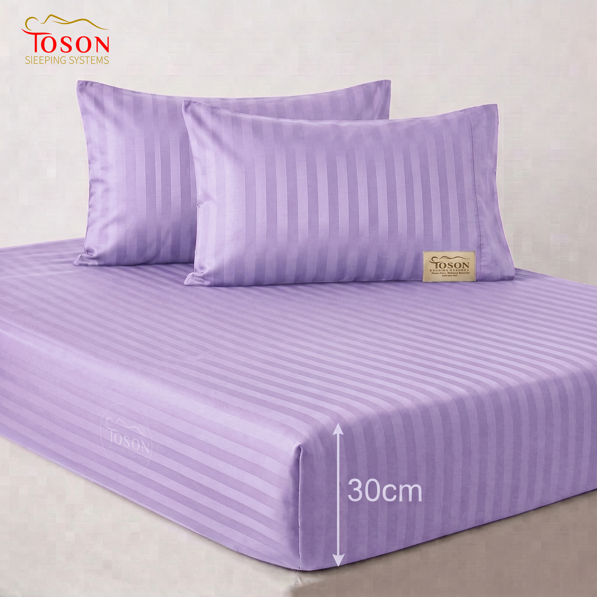 Toson Striped Percale Bed Sheet – Light Lavender – Code SPLC-09 - Image 4