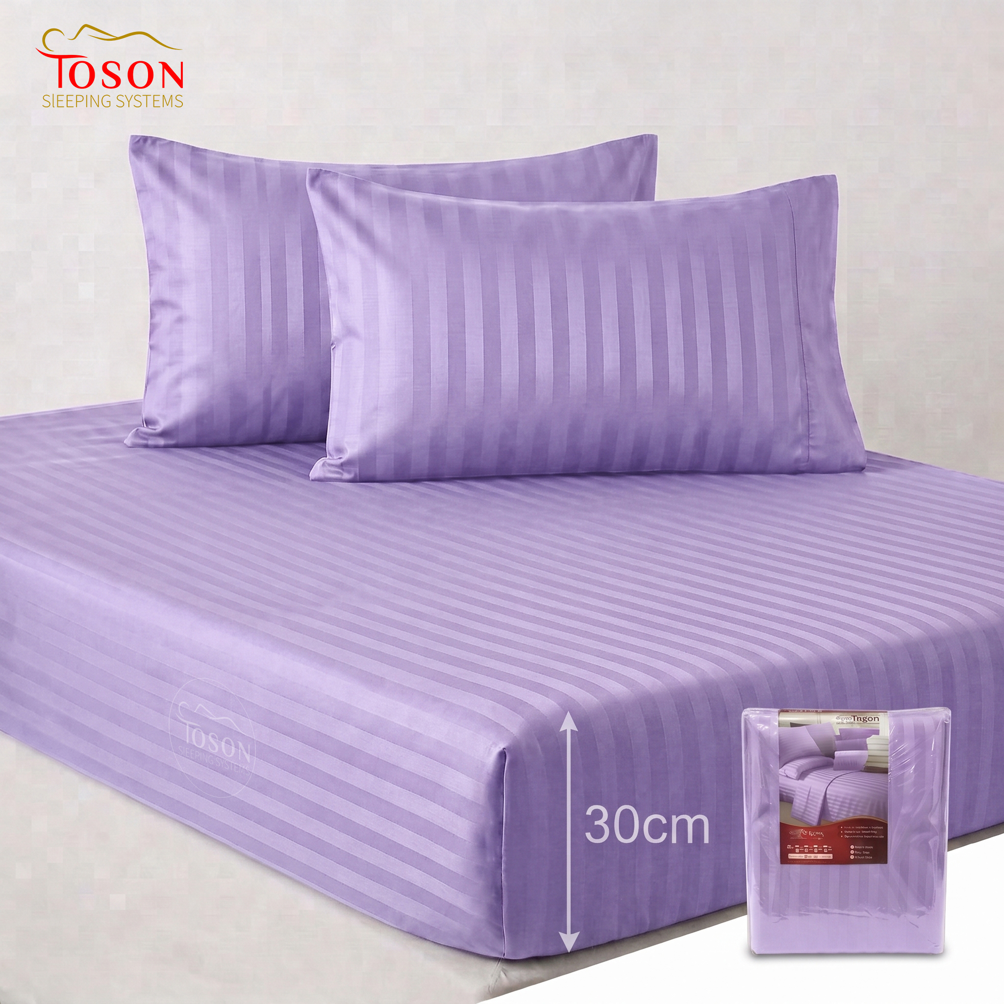 Toson Striped Percale Bed Sheet – Light Lavender – Code SPLC-09 - Image 3