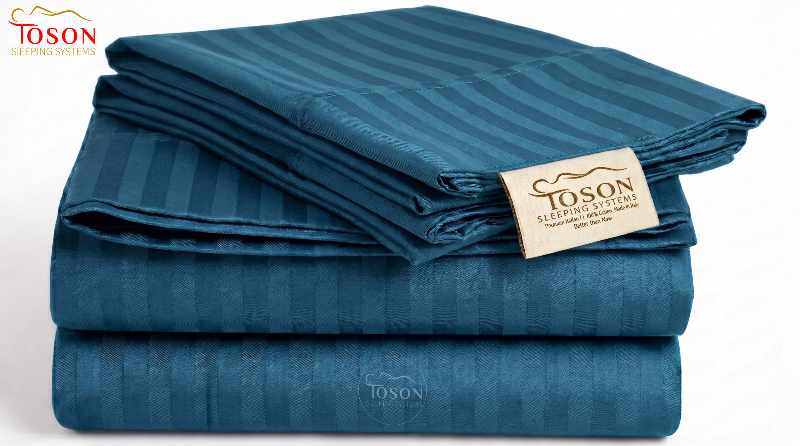 Toson Striped Percale Bed Sheet – Turquoise – Code SPLC-05 - Image 3