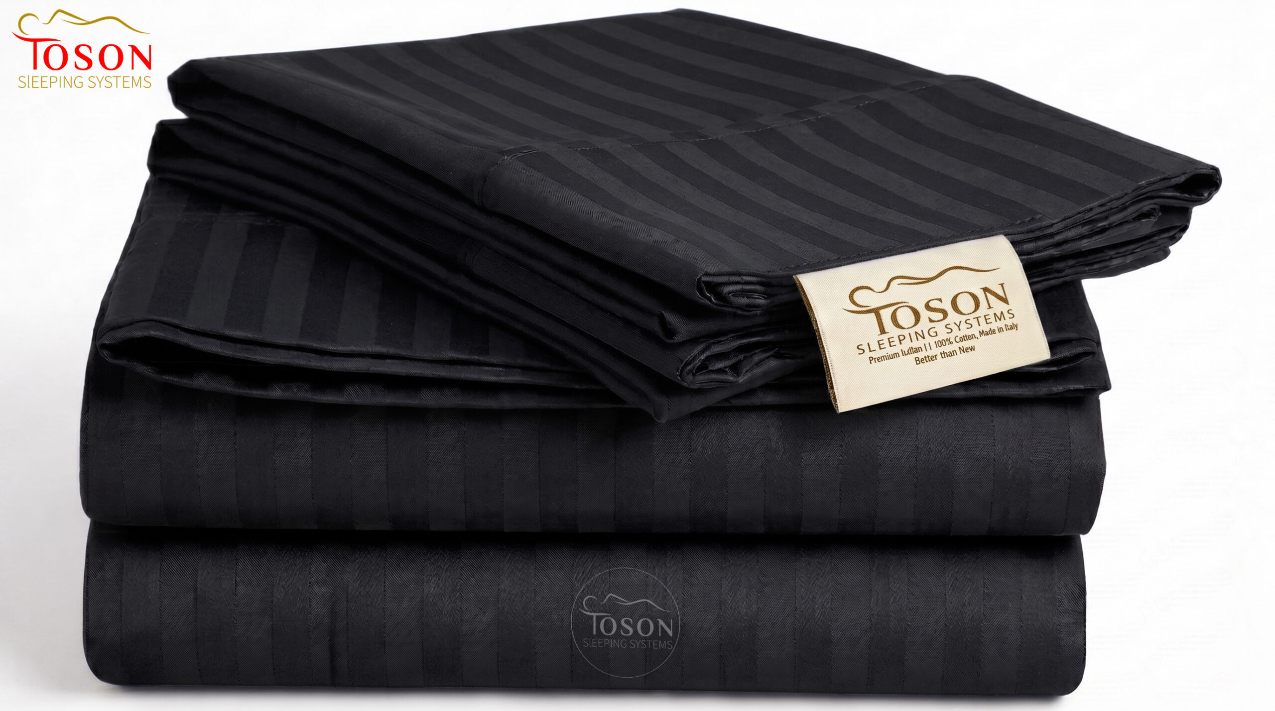 Toson Striped Percale Bed Sheet – Black – Code SPLC-6 - Image 4