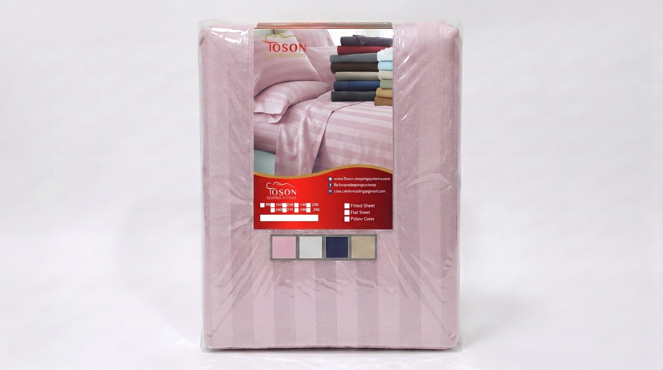 Toson Striped Percale Bed Sheet - Light Pink - Code SPLC-14