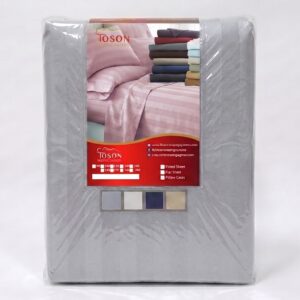 Toson Striped Percale Bed Sheet - Light Gray - Code SPLC-15