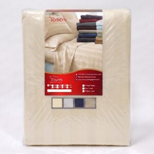 Toson Striped Percale Bed Sheet - Light Beige - Code SPLC-16