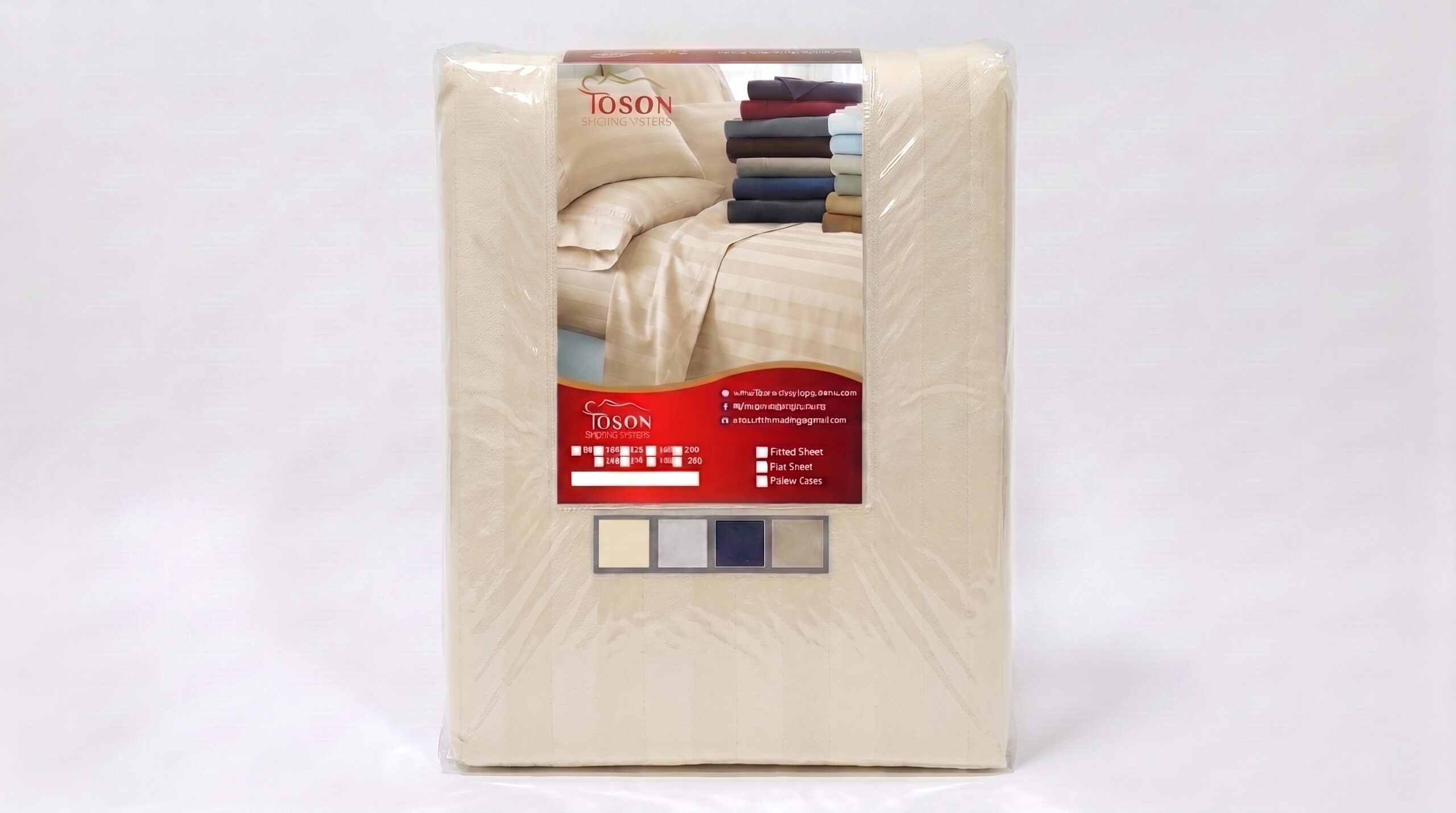 Toson Striped Percale Bed Sheet - Light Beige - Code SPLC-16