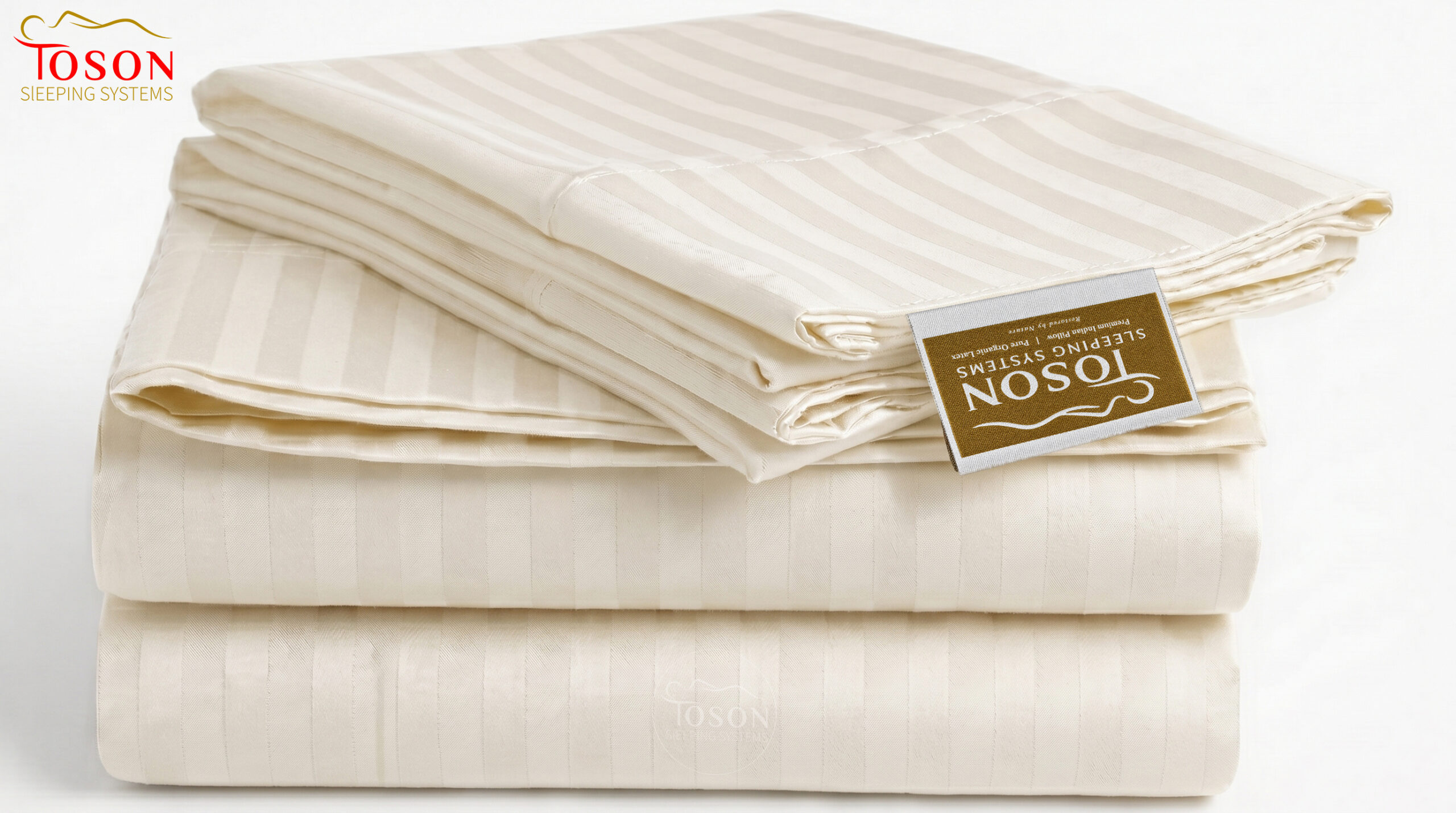 Toson Striped Percale Bed Sheet - Light Beige - Code SPLC-16 - Image 4