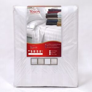 Toson Striped Percale Bed Sheet – White – Code SPLC-19