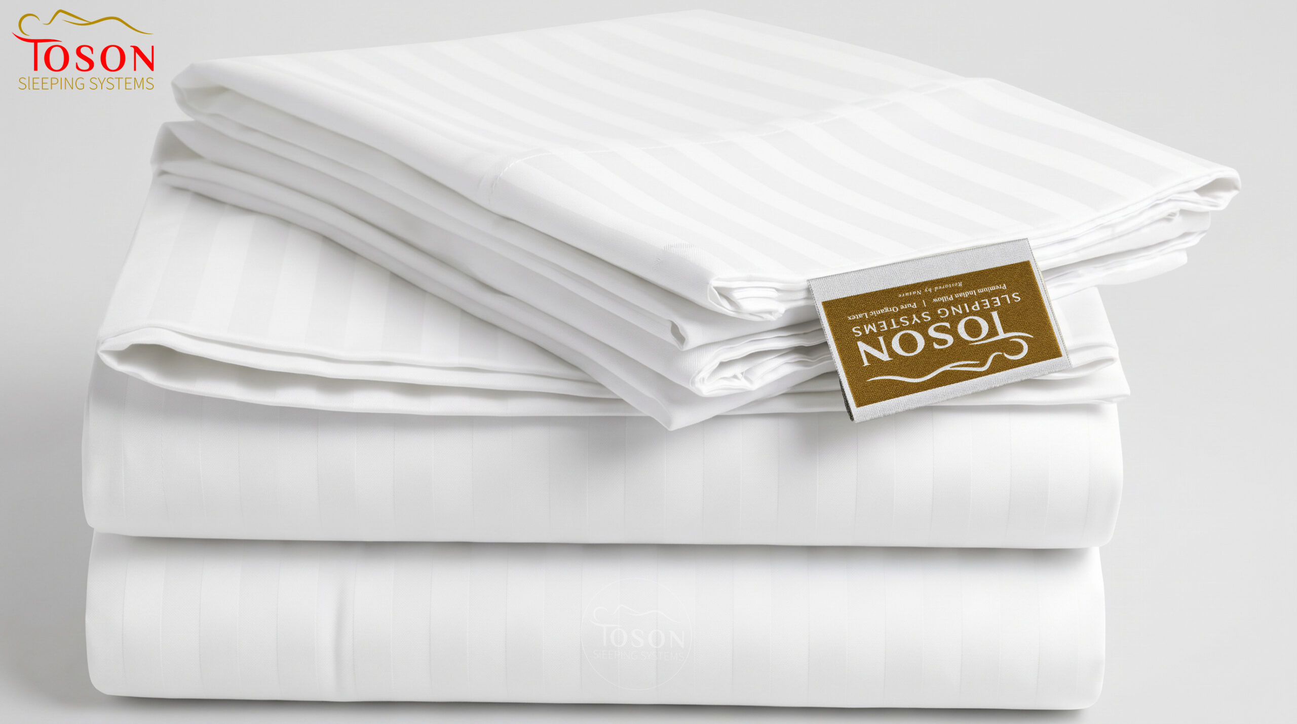 Toson Striped Percale Bed Sheet – White – Code SPLC-19 - Image 3