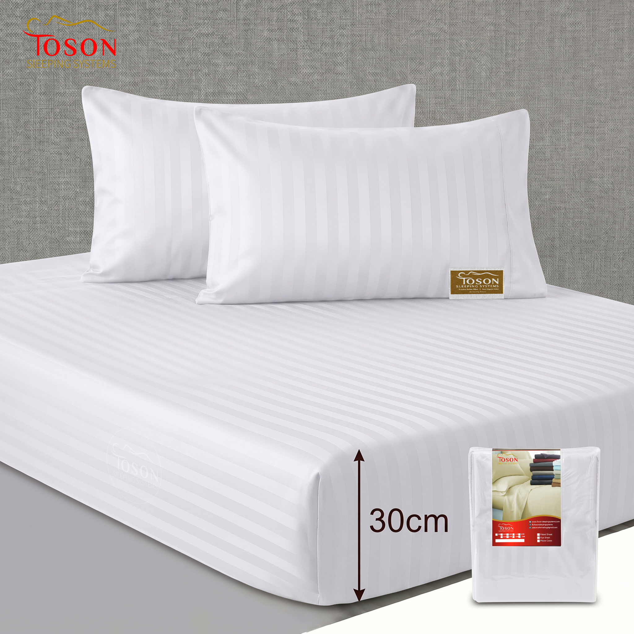 Toson Striped Percale Bed Sheet – White – Code SPLC-19 - Image 5