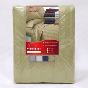 Toson Striped Percale Bed Sheet – Light Olive – Code SPLC-17