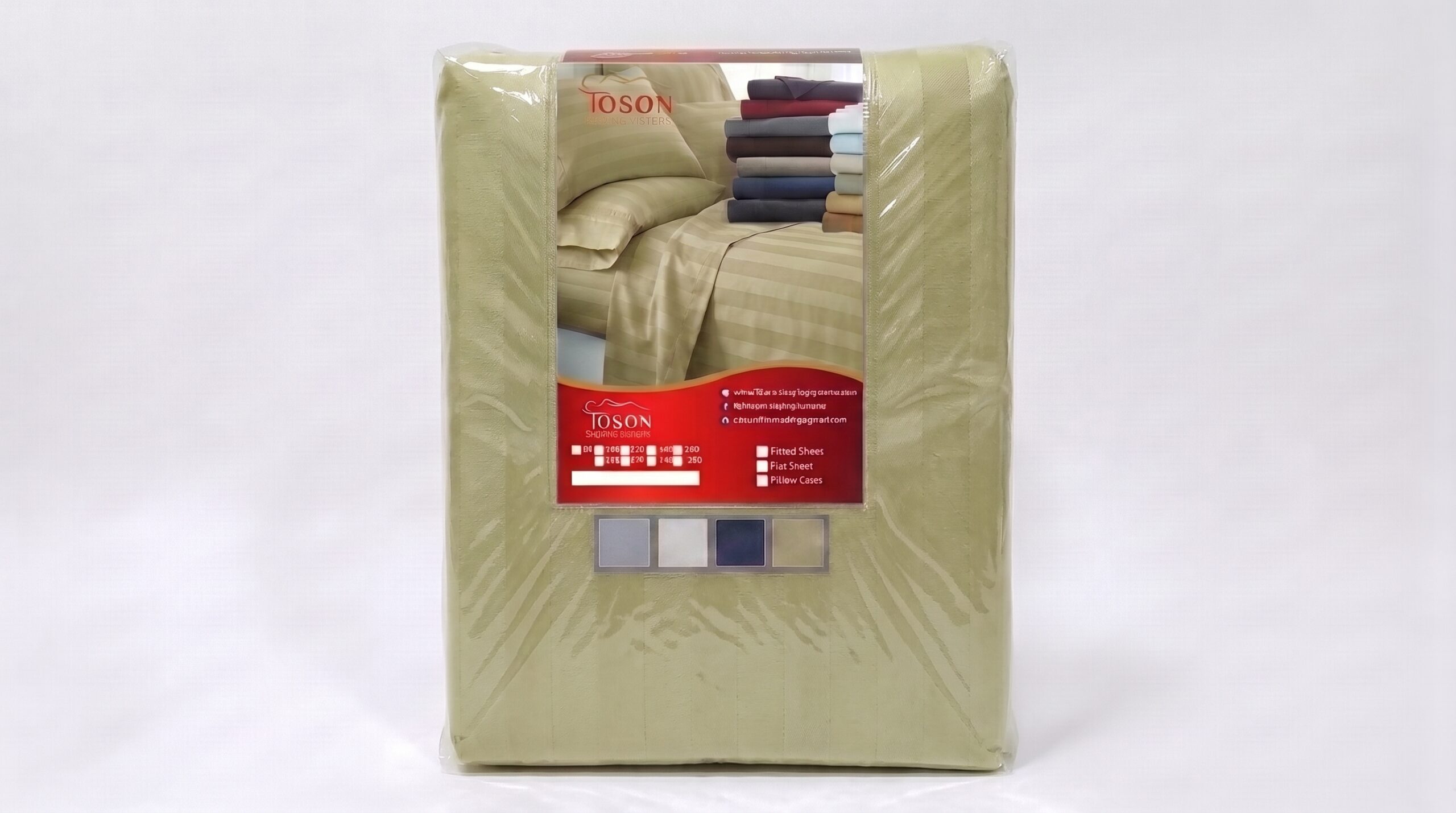 Toson Striped Percale Bed Sheet – Light Olive – Code SPLC-17 - Image 3